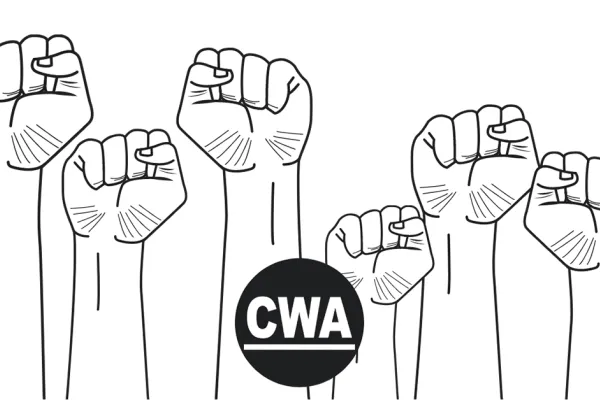 CWA logo and Fists